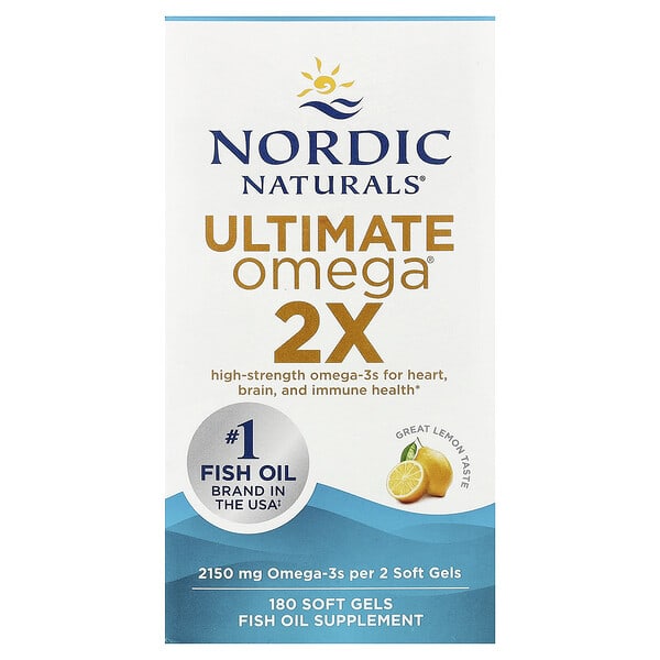 Nordic Naturals, Ultimate Omega® 2X, Great Lemon, 180 Softgels (1,075 mg per Softgel) — product photo 1