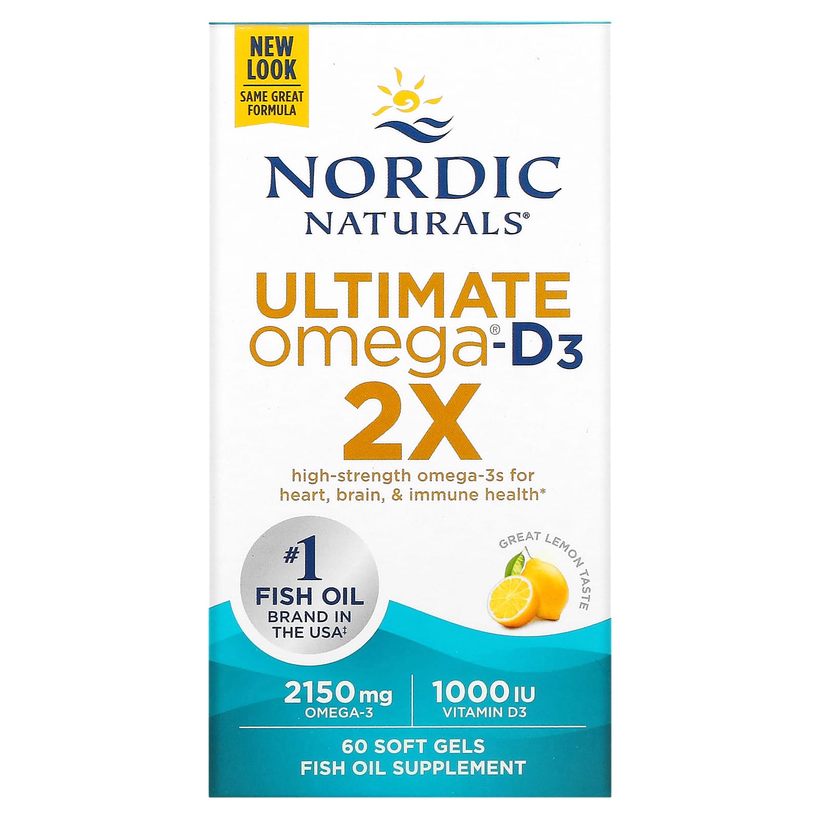 Ultimate Omega 2X with Vitamin D3 Lemon 60 Softgels