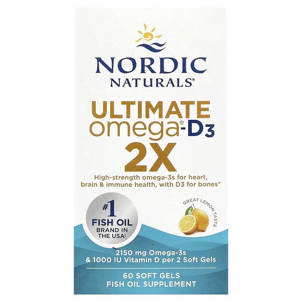 Nordic Naturals, Ultimate Omega®-D3 2X 軟膠囊，檸檬味，60 粒