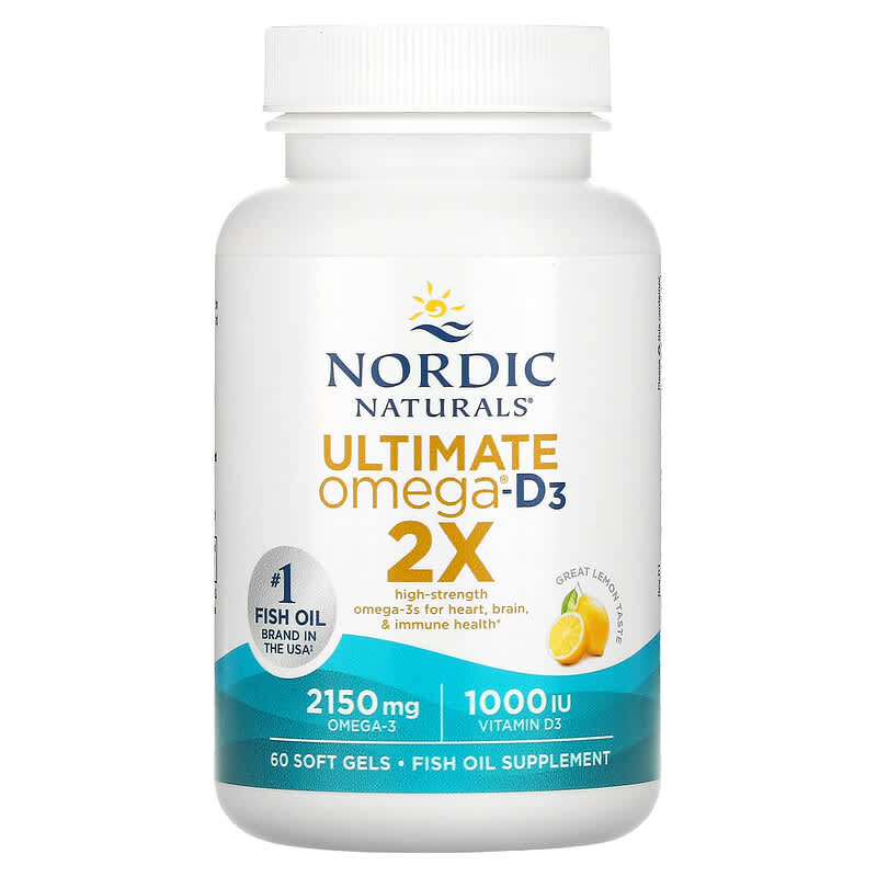 Ultimate Omega 2X with Vitamin D3 Lemon 60 Softgels