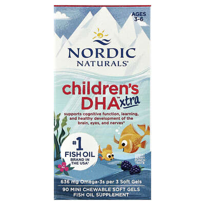 Nordic Naturals, Children's DHA&trade; Xtra, Ages 3-6, Berry Punch, 90 Mini Chewable Soft Gels
