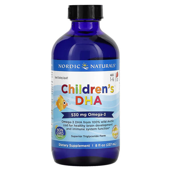Nordic Naturals, Children's DHA, ДГК для дітей віком від 1 до 6 років, зі смаком полуниці, 530 мг, 237 мл (8 рідк. унцій)