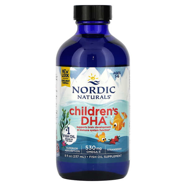 Nordic Naturals, Children's DHA（チルドレンズDHA）、1～6歳のお子様向け、イチゴ、530mg、237ml（8液量オンス）