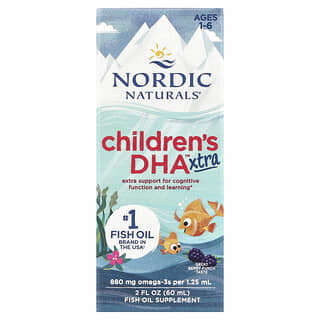 Nordic Naturals, Children's DHA Xtra, De 1 a 6 años, Sabor a ponche de bayas, 880 mg, 60 ml (2 oz. líq.)