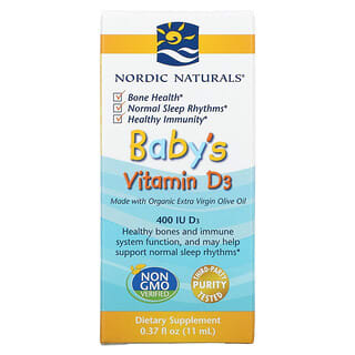 Nordic Naturals, วิตามิน D3 สำหรับทารก ปริมาณ 400 IU ขนาด 0.37 ออนซ์ (11 มล.)