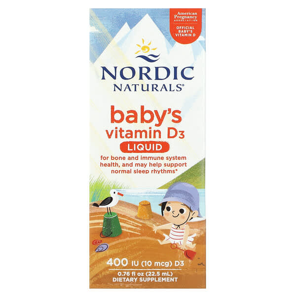 Nordic Naturals, Baby's Vitamin D3, Liquid, 10 mcg (400 IU), 0.76 fl oz (22.5 ml)
