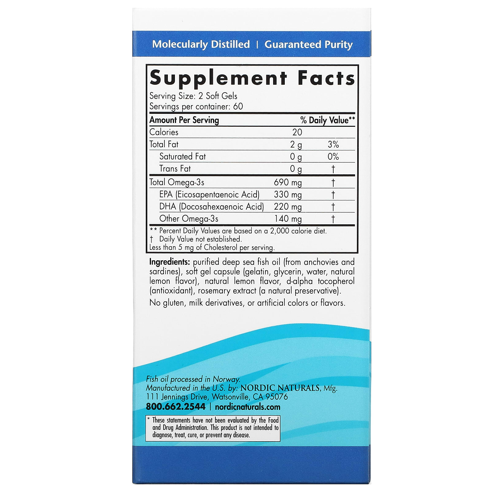 Nordic Naturals, Omega-3, Lemon, 345 mg, 120 Soft Gels