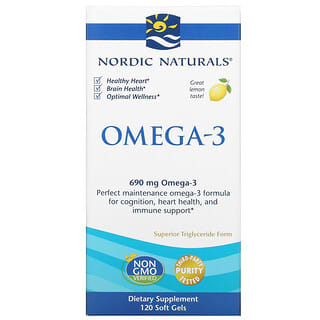 Nordic Naturals, Ômega-3, Limão, 345 mg, 120 Cápsulas Softgel
