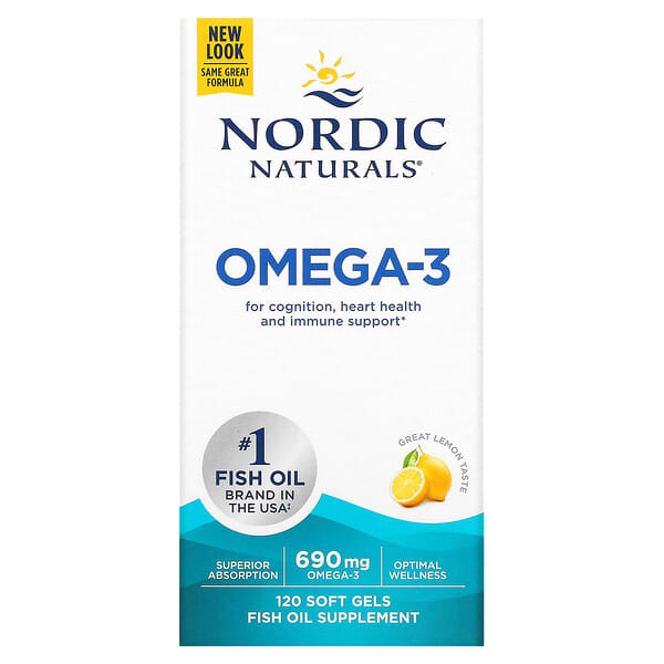 Nordic Naturals, オメガ3、レモン、345mg、ソフトジェル120粒