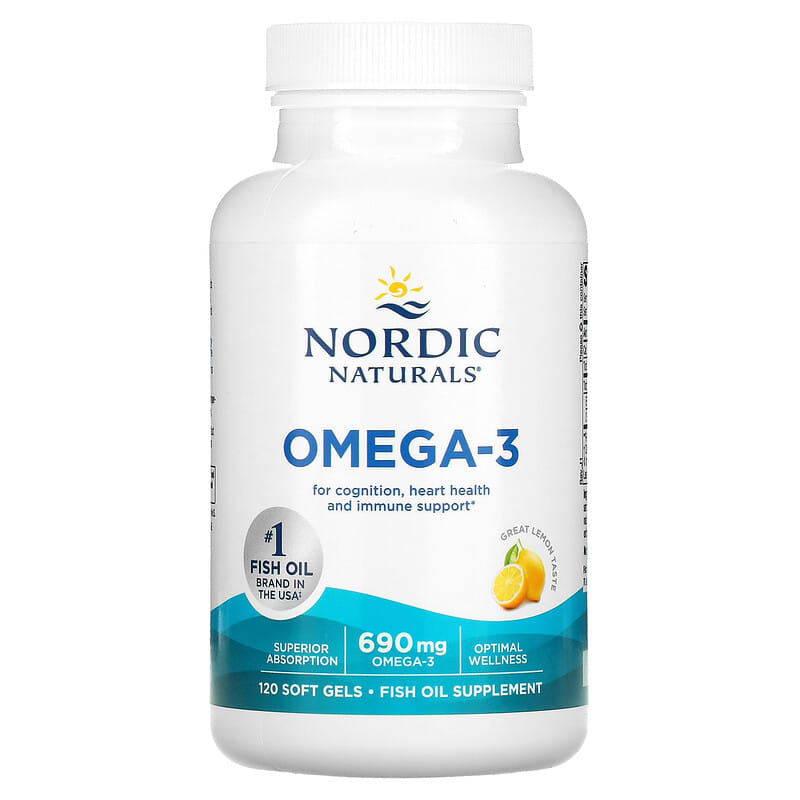 Nordic Naturals Omega-3, 690 mg, Lemon, Soft Gels - 60 soft gels