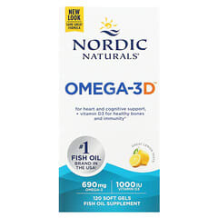 Nordic Naturals, Omega-3D（オメガ‐3D）、レモン味、345mg、ソフトジェル120粒