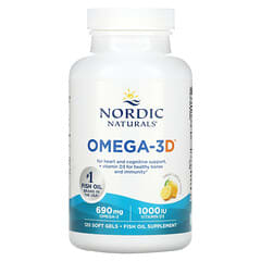 Nordic Naturals, Omega-3D（オメガ‐3D）、レモン味、345mg、ソフトジェル120粒