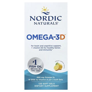 Nordic Naturals, Omega-3D, Limón, 120 cápsulas blandas