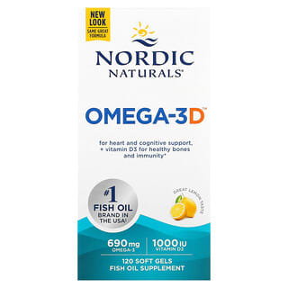 Nordic Naturals, Omega-3D, Lemon, 120 Soft Gels