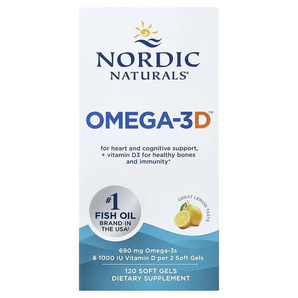 Omega-3D™（オメガ-3D）、グレートレモン、ソフトジェル120粒