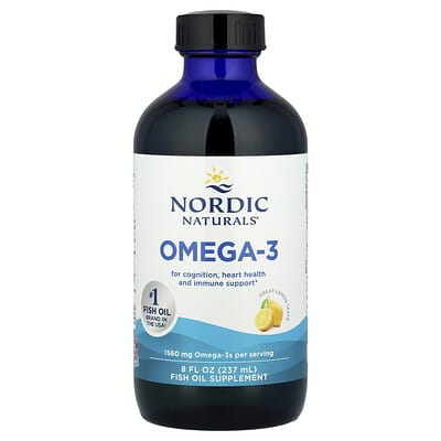 Nordic Naturals, Omega-3 Fatty Acids, Lemon Flavor, 1,560 mg, 8 fl oz (237 ml)