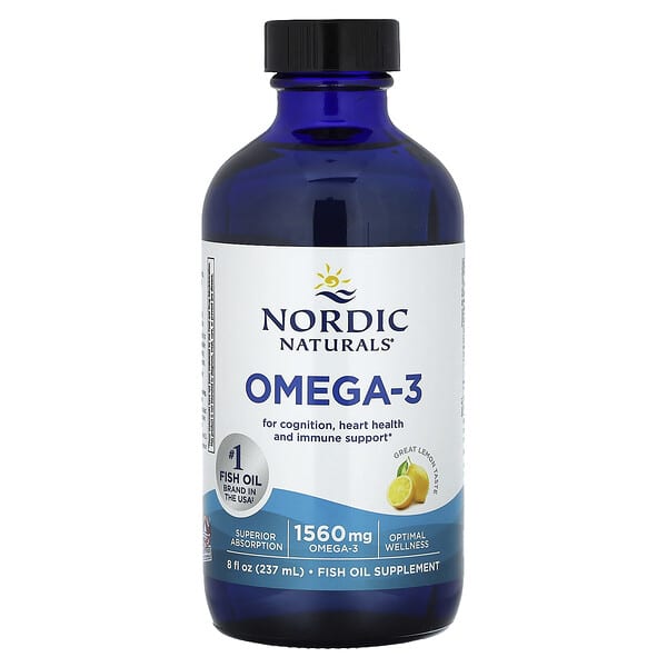 Nordic Naturals, Omega-3 脂肪酸，檸檬味，1,560 毫克，8 液量盎司（237 毫升）