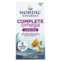 Nordic Naturals, Complete Omega™ Junior, fra 6 år, sitron, 180 mini myke geler