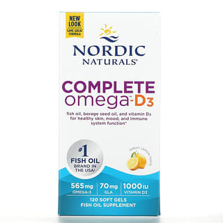 Nordic Naturals, Complete Omega-D3, зі смаком лимона, 565 мг, 120 капсул