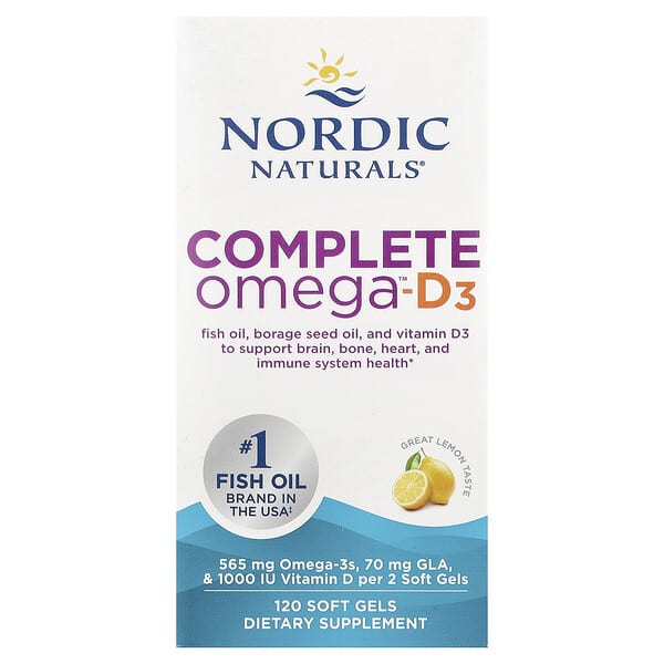 Nordic Naturals Complete Omega™-D3, Lemon, 120 Soft Gels