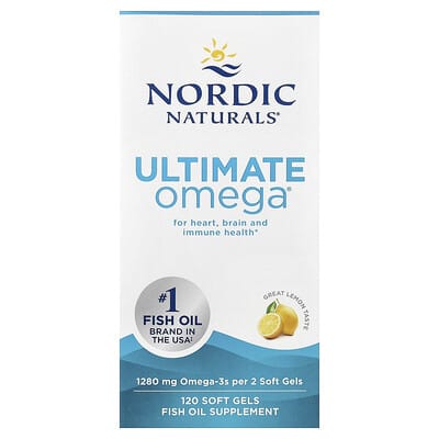 Nordic Naturals, Ultimate Omega, Lemon Flavor, 1280 mg, 120 Softgels (640 mg per softgel)