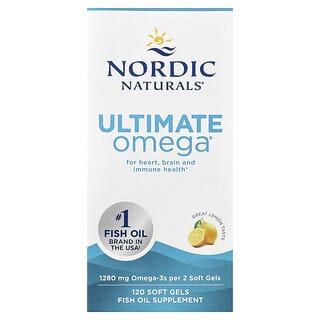 نورديك ناتورالز‏, Omega Ultimate، ليمون، 1280 ملجم، 120 كبسولة هلامية (640 ملجم لكل كبسولة هلامية)