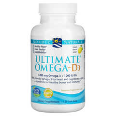 Nordic Naturals, Ultimate Omega-D3, Zitrone, 1000 mg, 120 Softgelkapseln