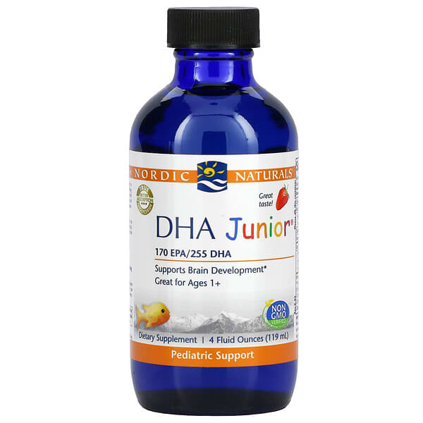 Nordic Naturals, DHAジュニア、1歳以上のお子様向け、イチゴ、119 ml（4液量オンス）