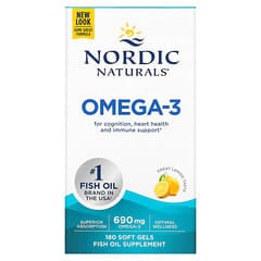 Nordic Naturals, Omega-3, Limón, 345 mg, 180 cápsulas blandas