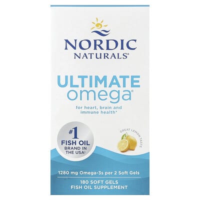 Nordic Naturals, Ultimate Omega, Lemon, 1,280 mg, 180 Soft Gels