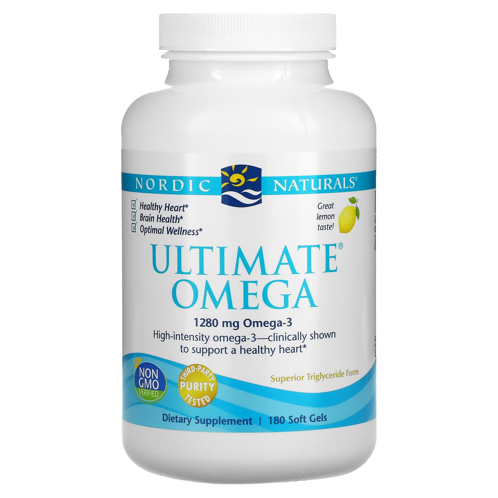 Nordic Naturals, Ultimate Omega, Lemon, 640 mg, 180 Soft Gels
