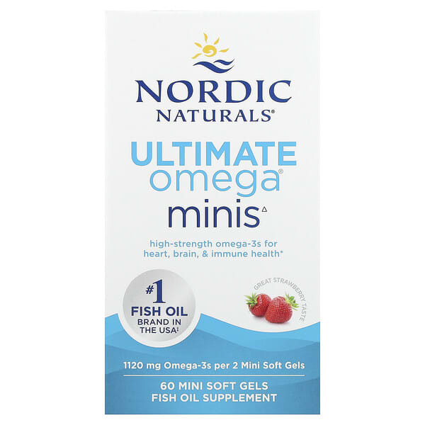 Nordic Naturals Ultimate Omega® Minis, Strawberry, 60 Mini Soft Gels (560 mg per Soft Gel)