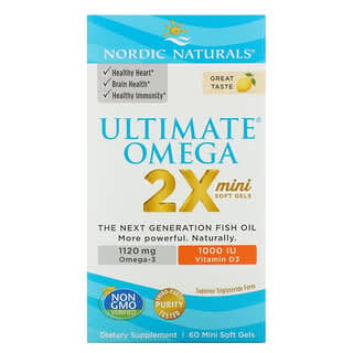Nordic Naturals, Ultimate Omega 2X Mini with Vitamin D3, Lemon, 60 Mini Soft Gels