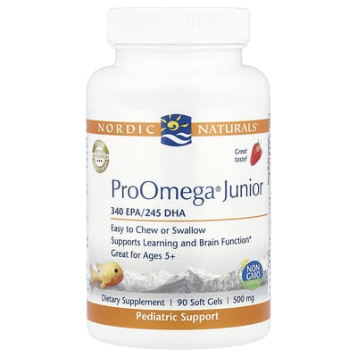Nordic Naturals, ProOmega® Junior, Ages 5+, Strawberry Flavor, 90 Softgels (340 mg per softgel)