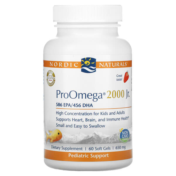 Nordic Naturals, ProOmega 2000 Jr.、ストロベリー、650 mg、60ソフトジェル