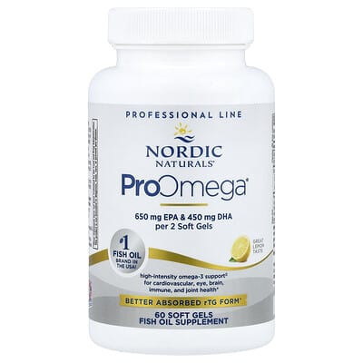Nordic Naturals, ProOmega® Softgels, Lemon Flavor, 60 Capsules (640 mg Each)