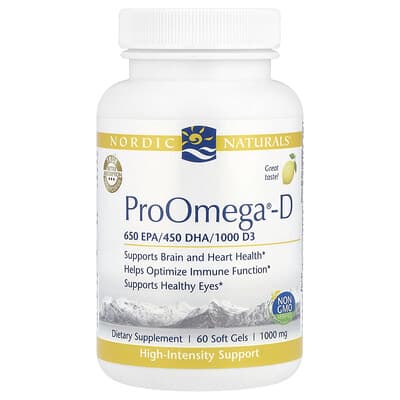 Nordic Naturals, ProOmega2000-D, Lemon Flavor, 1,000 mg, 60 Softgels