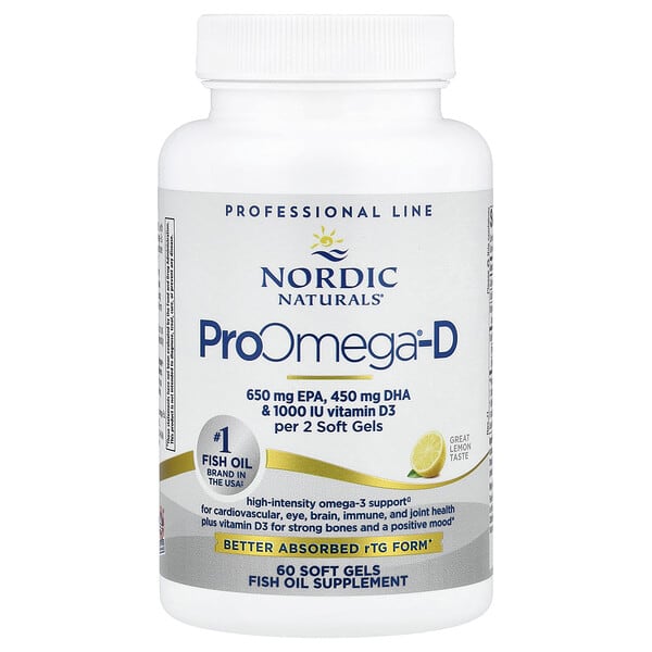 Nordic Naturals, ProOmega®-D, 레몬 맛, 소프트젤 60정