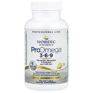 نورديك ناتورالز‏, ProOmega 3-6-9 ، بنكهة الليمون ، 120 كبسولة هلامية