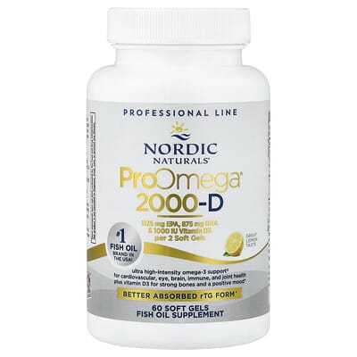 Nordic Naturals, ProOmega 2000-D, Lemon, 625 mg, 60 Soft Gels