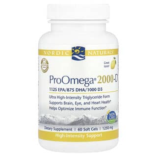 Nordic Naturals, ProOmega 2000-D, Citron, 1250 mg, 60 capsules molles