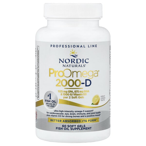Nordic Naturals ProOmega® 2000-D, Lemon, 60 Soft Gels