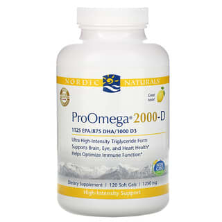 Nordic Naturals, ProOmega 2000-D, Citron, 1250 mg, 120 capsules à enveloppe molle