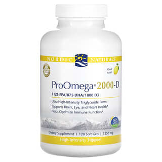 Nordic Naturals, ProOmega 2000-D, Lemon , 1,250 mg, 120 Soft Gels