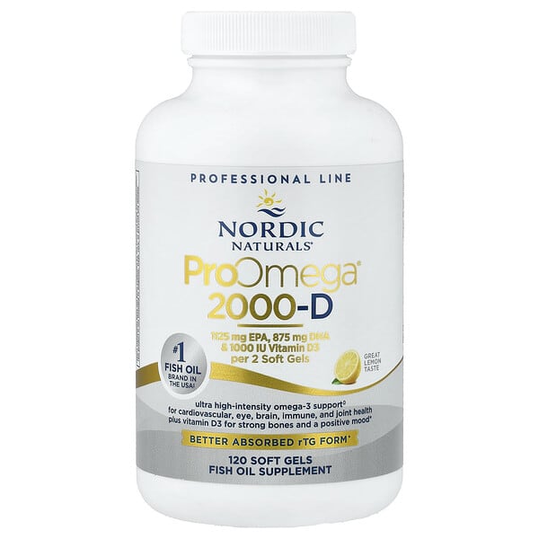 Nordic Naturals ProOmega® 2000-D, Lemon, 120 Soft Gels