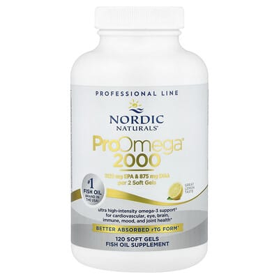 Nordic Naturals, ProOmega® 2000, Lemon Flavor, 120 Softgels (1,075 mg per softgel)