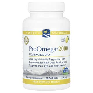 Nordic Naturals, ProOmega® 2000, Citron, 1250 mg, 60 capsules à enveloppe molle (625 mg par capsule à enveloppe molle)