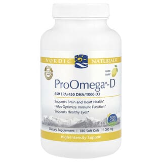 Nordic Naturals, ProOmega-D, 檸檬味，1,000 毫克，180 粒軟凝膠（每粒軟凝膠 500 毫克）