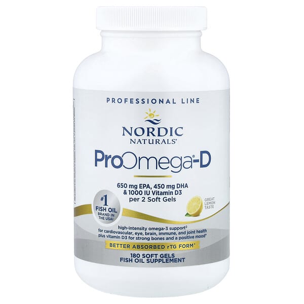 Nordic Naturals ProOmega®-D, Great Lemon, 180 Soft Gels