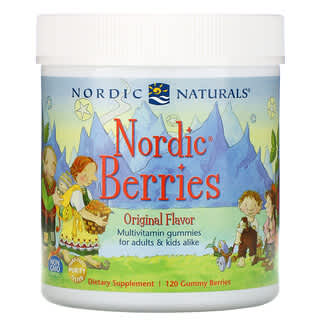 Nordic Naturals, Nordic Berries، علكات متعددة الفيتامينات، نكهة أصلية، 120 علكة